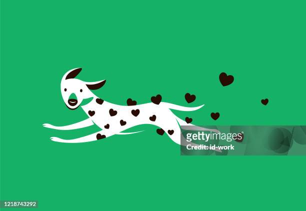 dog running character - spotted dog stock illustrations