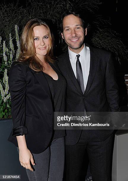 Alicia Silverstone and Paul Rudd attend The Cinema Society & Altoids screening of The Weinstein Company's "Our Idiot Brother" at 1 MiMA Tower on...