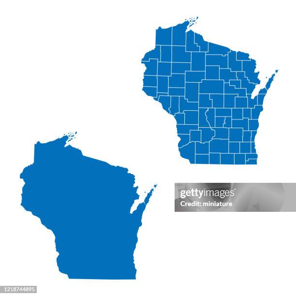 wisconsin map - wisconsin vector stock illustrations