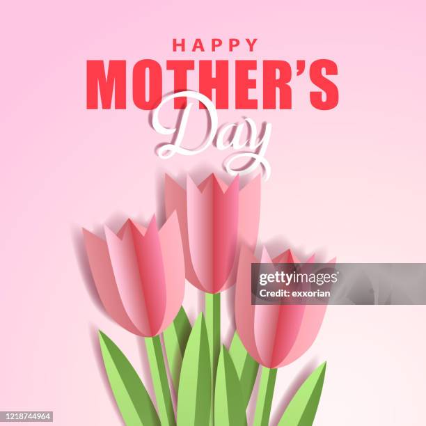 muttertag tulpen papier handwerk - mothers day stock-grafiken, -clipart, -cartoons und -symbole