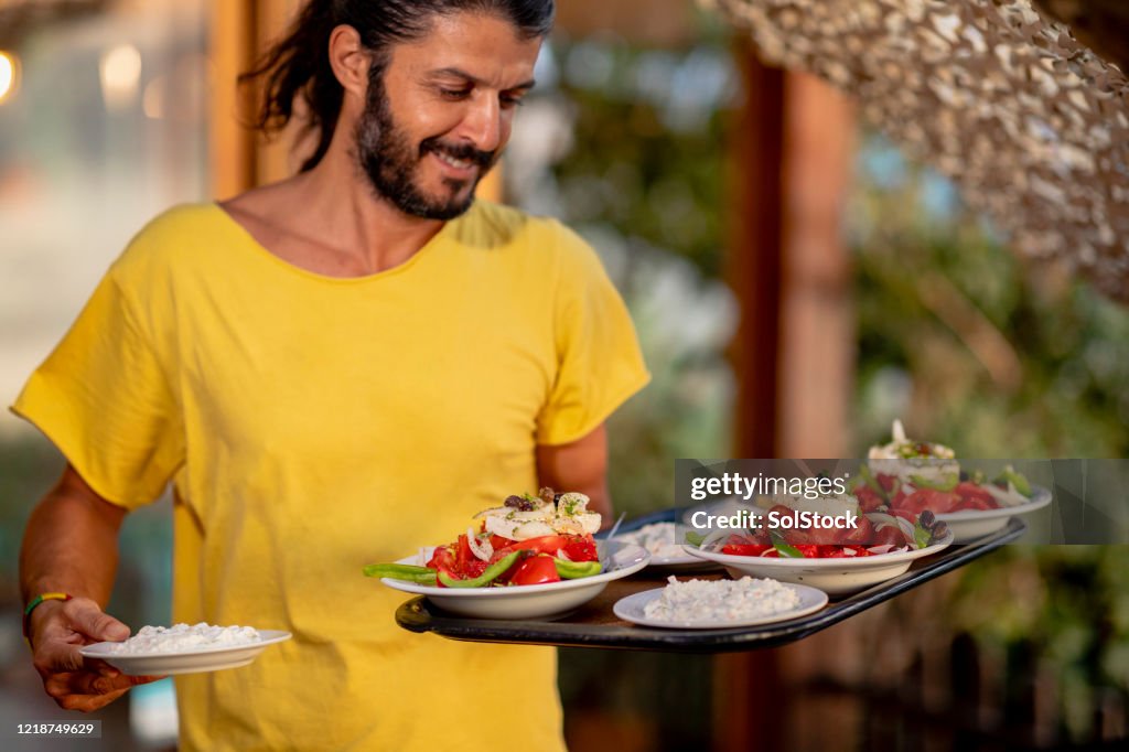 Serving Greek Food