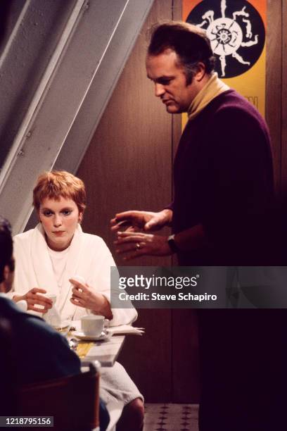 View of American actress Mia Farrow and film director Peter Yates during the filming of a scene from their movie 'John and Mary,' New York, 1967.