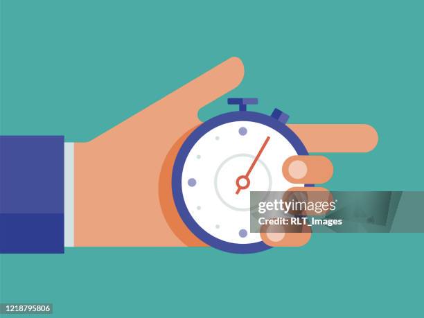 stockillustraties, clipart, cartoons en iconen met illustratie van hand holding stop watch - verval