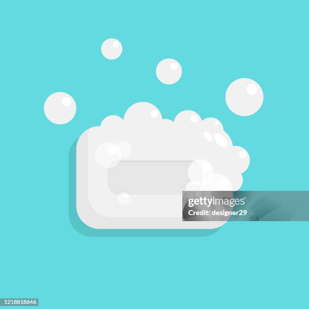 soap and bubbles icon flat design. - soap bar stock illustrations