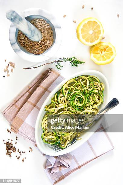 spaghetti with zucchini - squash vegetable stock pictures, royalty-free photos & images