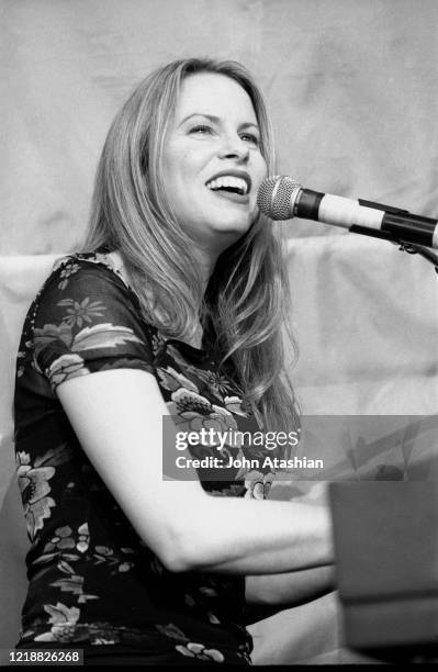 Singer, songwriter and pianist Vonda Shepard, who appeared regularly in the television show Ally McBeal, is shown performing on stage during a "live"...