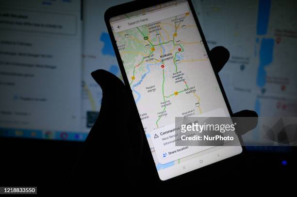 In this illustration photo, Google's map is displayed on a laptop screen in Tehatta, Nadia, West Bengal, India on June 9, 2020. Google is adding...