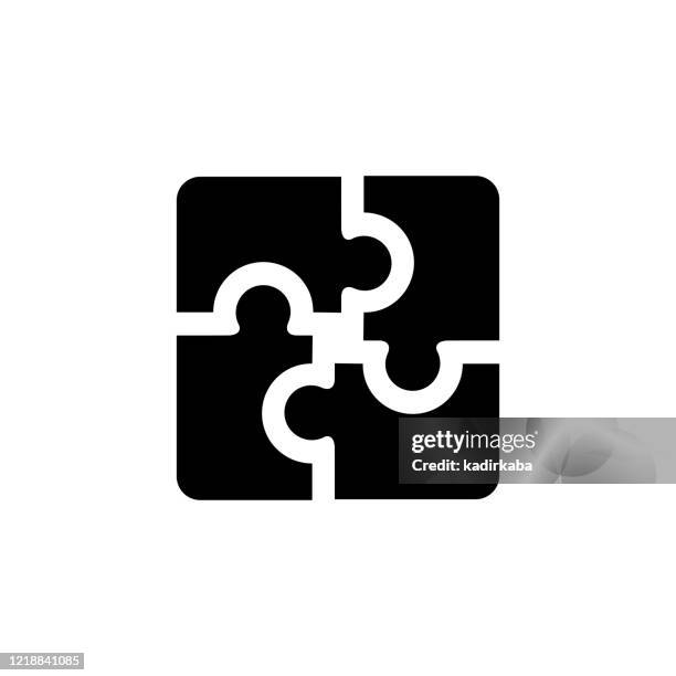 vector image of a flat, isolated icon solution sign - puzzle logo stock illustrations