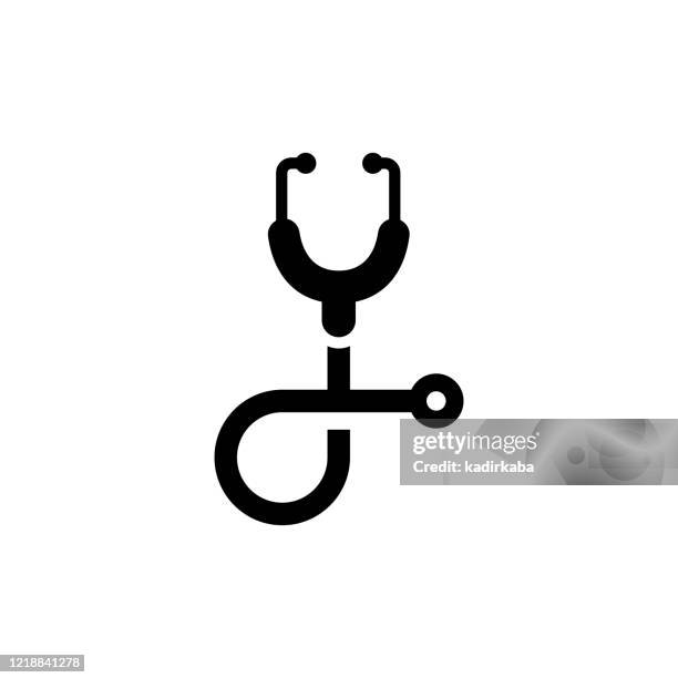 ilustraciones, imágenes clip art, dibujos animados e iconos de stock de imagen vectorial de un signo de estetoscopio de icono plano y aislado - nurse logo