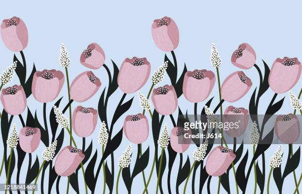 seamless doodle flowers - florist stock illustrations