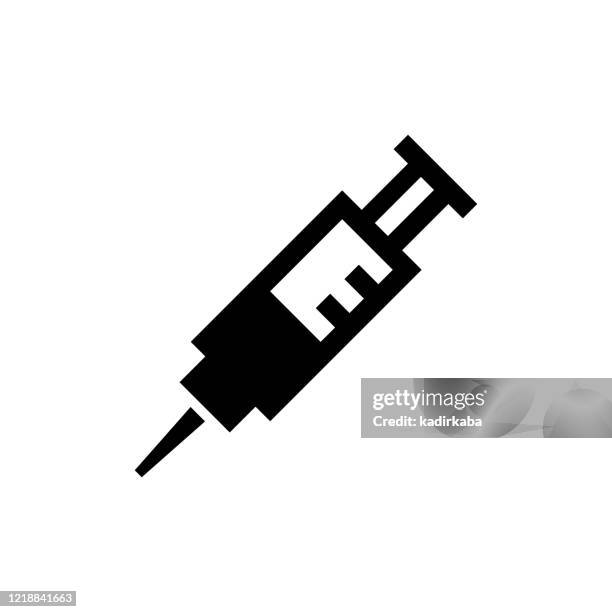 vector image of a flat, isolated icon syringe sign - plastic injection stock illustrations