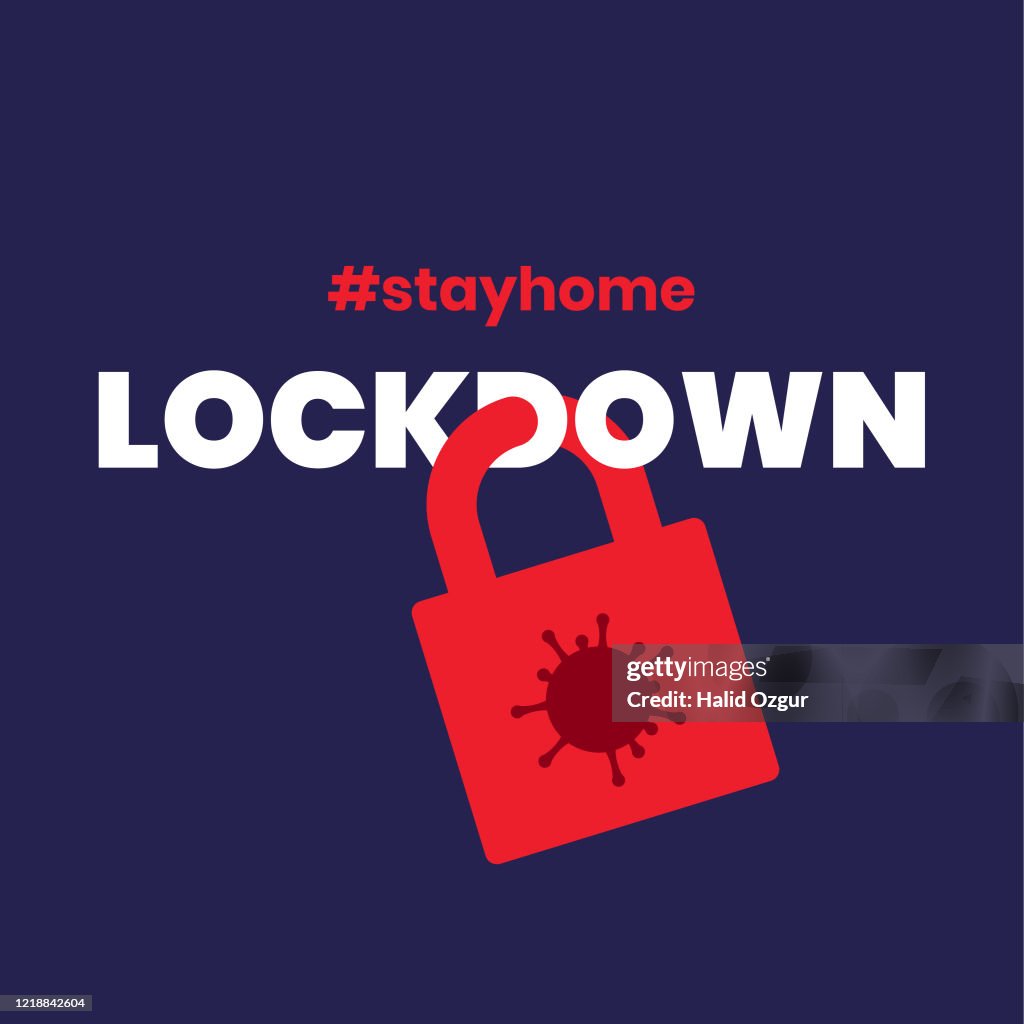 Lockdown Social Distancing Covid-19 Corona Virus Flat Minimalist vector Illustration