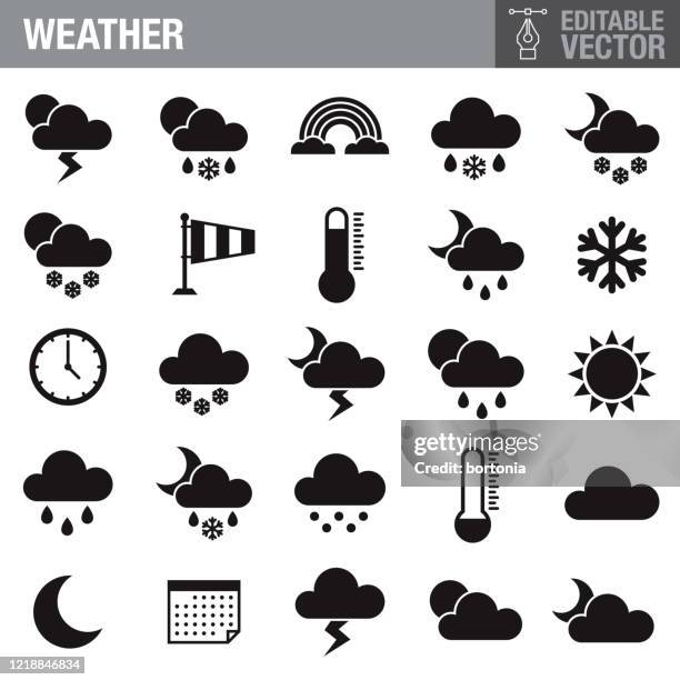 ilustrações de stock, clip art, desenhos animados e ícones de weather black glyph icon set - sleet