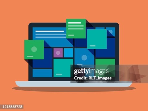 Illustration Of Colorful User Interface Graphics On Laptop Computer ...
