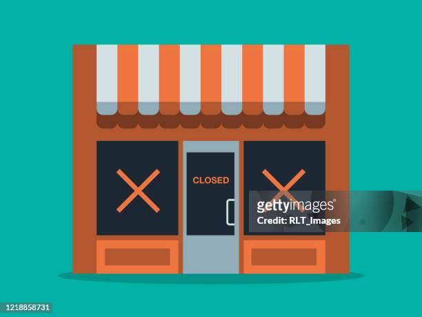 ilustraciones, imágenes clip art, dibujos animados e iconos de stock de ilustración del cierre de la tienda principal de la calle - awning