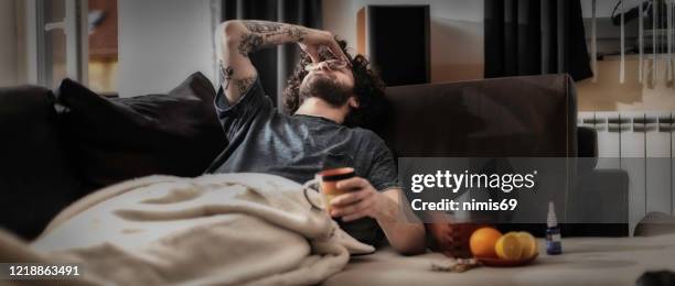 het is het seizoen van niezen. - hangover stockfoto's en -beelden