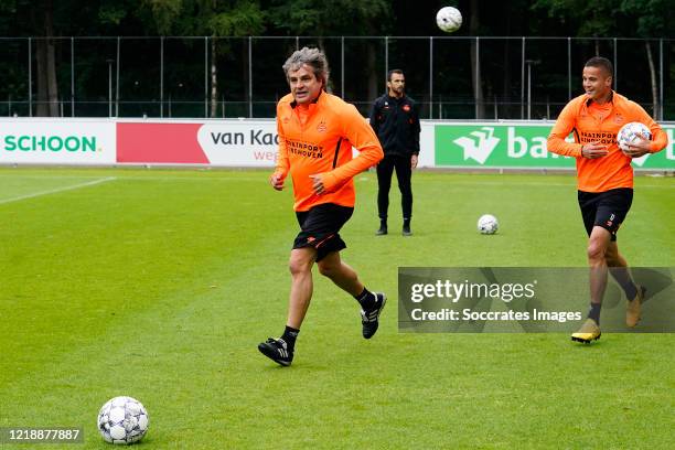 Frank Lammers, Ibrahim Afellay of PSV during the Training PSV at the De Herdgang on June 9, 2020 in Eindhoven Netherlands