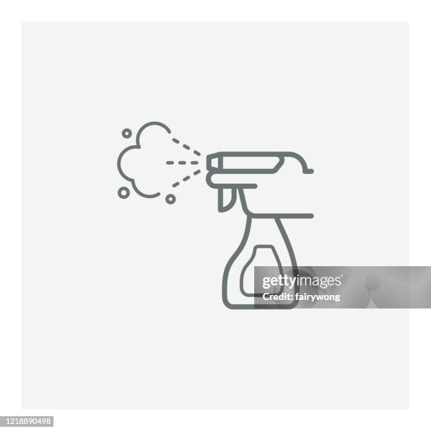 ilustraciones, imágenes clip art, dibujos animados e iconos de stock de pulverización anti-bacterial deitizer icono de pulverización, dispensador de desinfectante de manos, concepto de control de infecciones - gel antiséptico