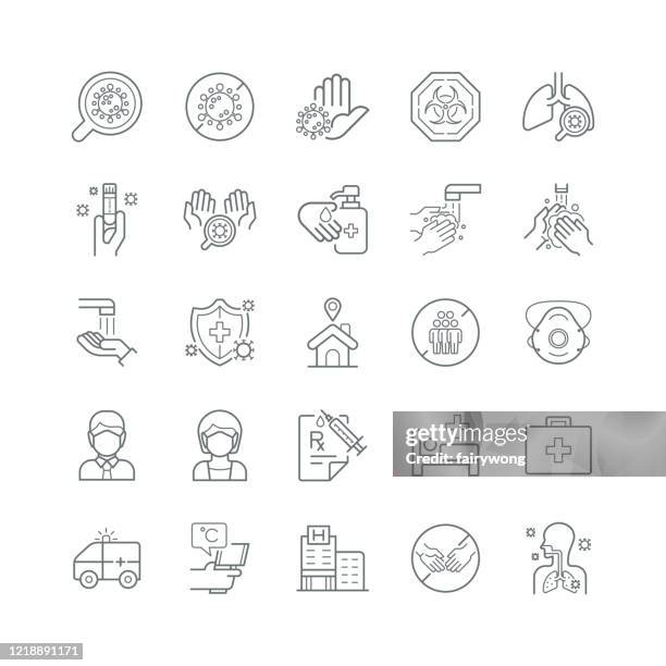 medizinische und virus-icons,covid-19 konzept-icons - eye scanner stock-grafiken, -clipart, -cartoons und -symbole