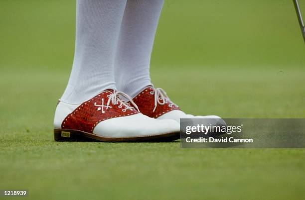 General view of the shoes worn by Payne Stewart of the USA during the US Open at Oakland Hills Country Club in Birmingham, Michigan, USA. \ Mandatory...