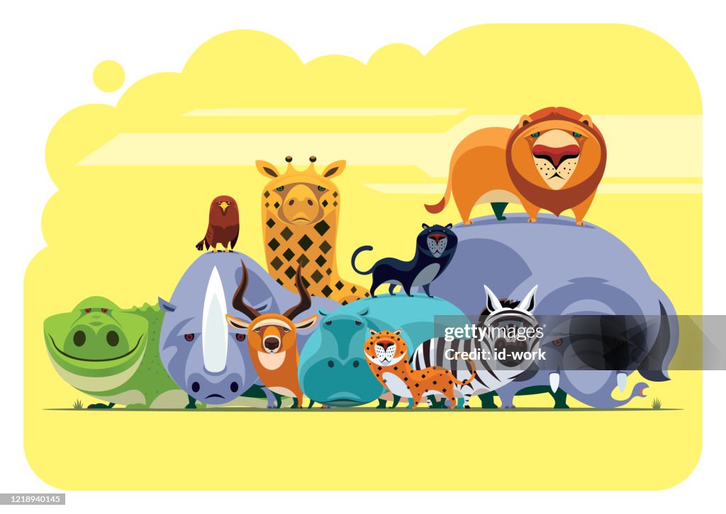Group Of Safari Animals Meeting High-Res Vector Graphic - Getty Images