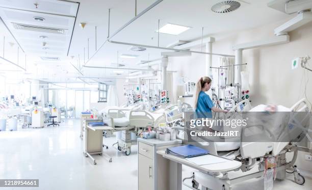 intensive care in the hospital, covid-19 - intensive care unit stock pictures, royalty-free photos & images