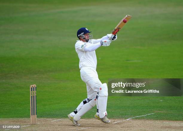 Phil Mustard of Durham in action during the LV County Championship match between Nottinghamshire and Durham at Trent Bridge on August 23, 2011 in...