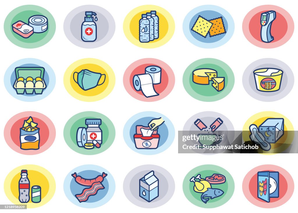 Items for Stay at Home Color Clip Arts Icons Set