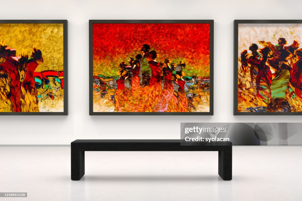 Colección de artistas en un museo de arte