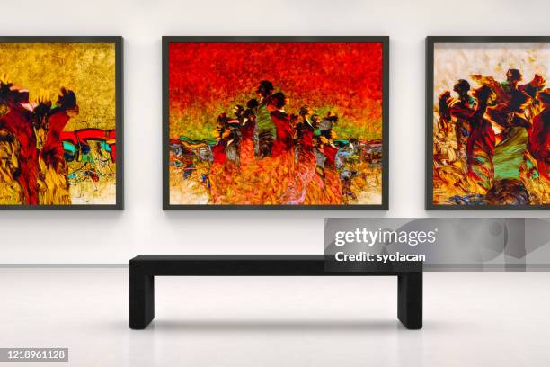 artist's collection in a art museum - painting frame stock pictures, royalty-free photos & images