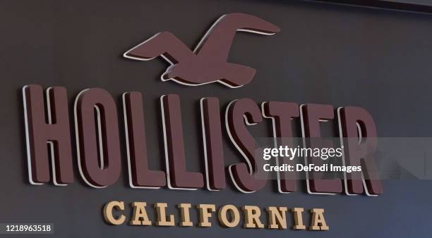 The Logo of Hollister is seen on the external facade of the Hollister Store at the Thier Galerie Center Dortmund on March 24, 2020 in Dortmund,...