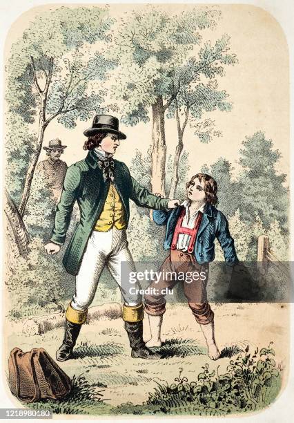 quarrel between an adult and a boy - family fighting cartoon stock illustrations