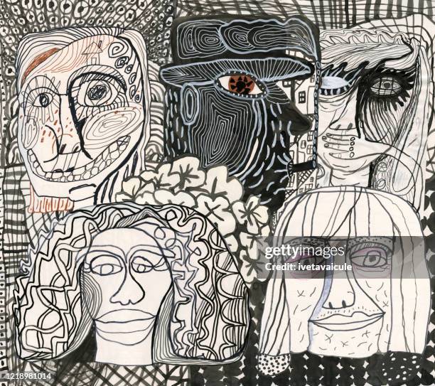 people crowd pattern - holding breath stock illustrations