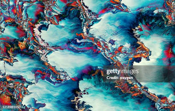 abstract distorted blue red fractal wavy glitch texture colorful background. geometric futuristic. - sand dune illustration stock pictures, royalty-free photos & images