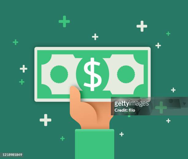 paying or receiving cash - american one dollar bill stock illustrations