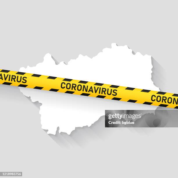 aostatal karte mit coronavirus vorsichtband. covid-19-ausbruch - valle d'aosta stock-grafiken, -clipart, -cartoons und -symbole