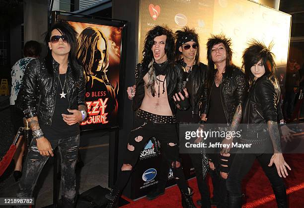 Black Veil Brides arrives at the Screening Of "God Bless Ozzy Osbourne" To Benefit The Musicares Map Fund at the Arclight Cinemas Hollywood on August...