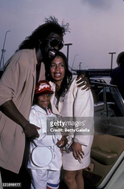 Musicians Nickolas Ashford, Valerie Simpson and daughter Nicole Ashford being photographed on August 4, 1982 at JFK International Airport in New York...