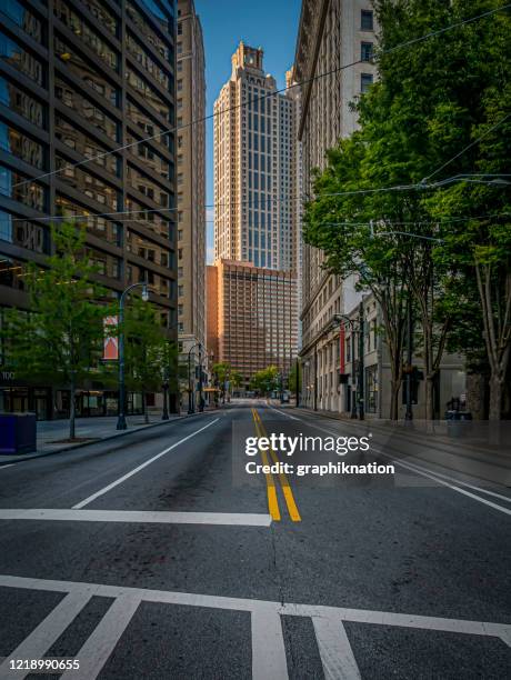 atlanta empty streets during covid-19 - atlanta streets stock pictures, royalty-free photos & images