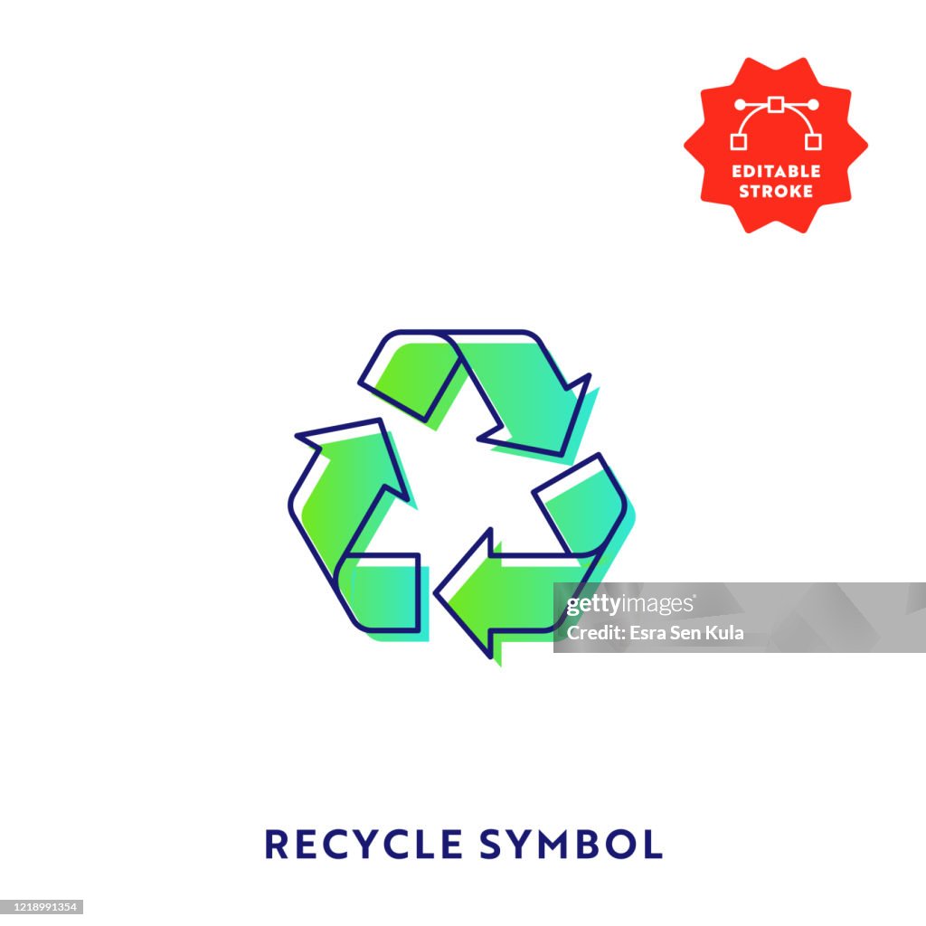 Symbole de recyclage Gradient Flat Line Icon avec course modifiable et Pixel Perfect.