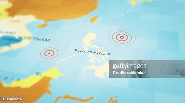 philippinen karte erdbeben - earthquake stock-grafiken, -clipart, -cartoons und -symbole