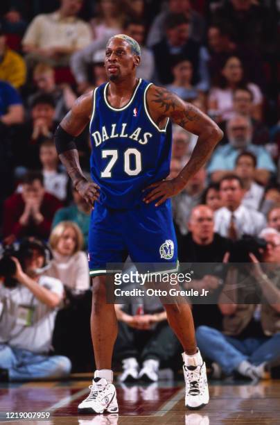 Dennis Rodman, Power Forward for the Dallas Mavericks during the NBA Midwest Division basketball game against the Seattle SuperSonics on 7th March...