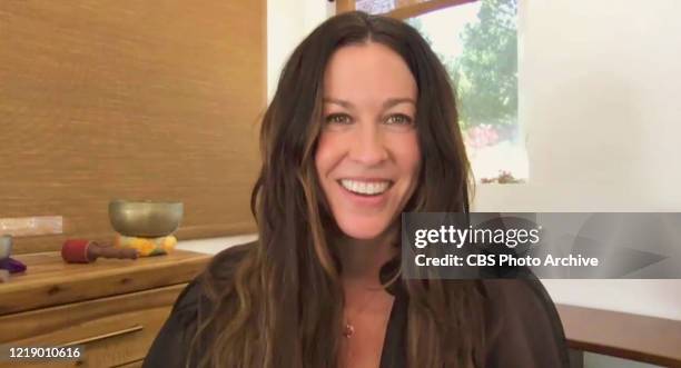 James chats with Alanis Morissette from his garage on THE LATE LATE SHOW WITH JAMES CORDEN, scheduled to air Thursday, June 4, 2020 on the CBS...