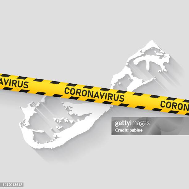 bermuda map with coronavirus caution tape. covid-19 outbreak - coronavirus uk stock illustrations