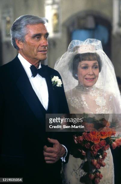 Falcon Crest matriarch Angela Channing marries her attorney Philip Erickson , photographed on set, January 24,1984 Photo by Ben Martin/Getty Images)