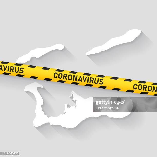 cayman islands map with coronavirus caution tape. covid-19 outbreak - georgetown stock illustrations