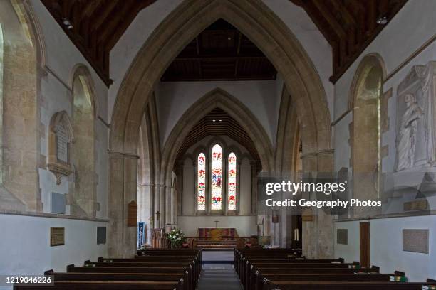 Early English architecture from the 13th century inside the church at Potterne, Wiltshire, England, UK.