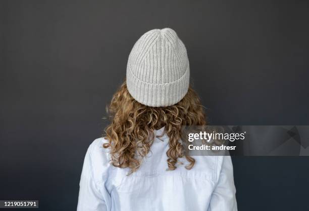 thoughtful hipster woman staring at a wall - staring up stock pictures, royalty-free photos & images