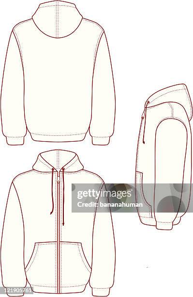 ilustrações de stock, clip art, desenhos animados e ícones de fecho integral com capuz de lã - hoodie