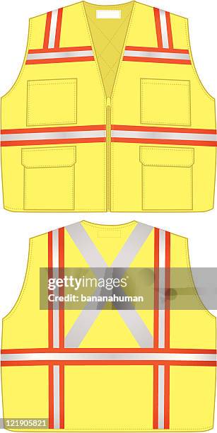 yellow safety vest - reflective clothing stock illustrations